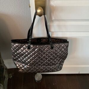 Nine West quilted metallic tote bag